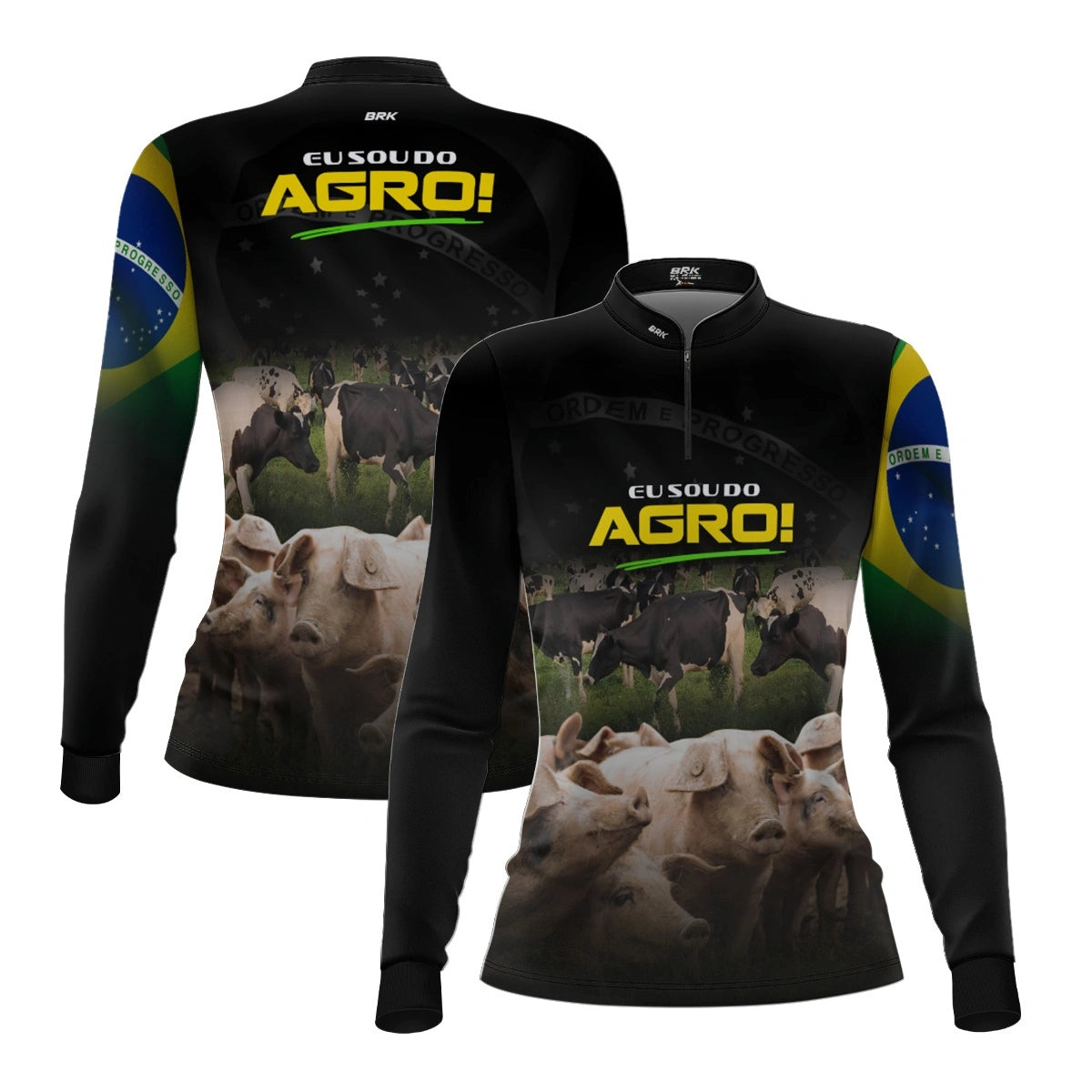 Camisa UV50 Agro Feminina Brk Eu Sou do Agro Vacas e Porcos - Brk Agro