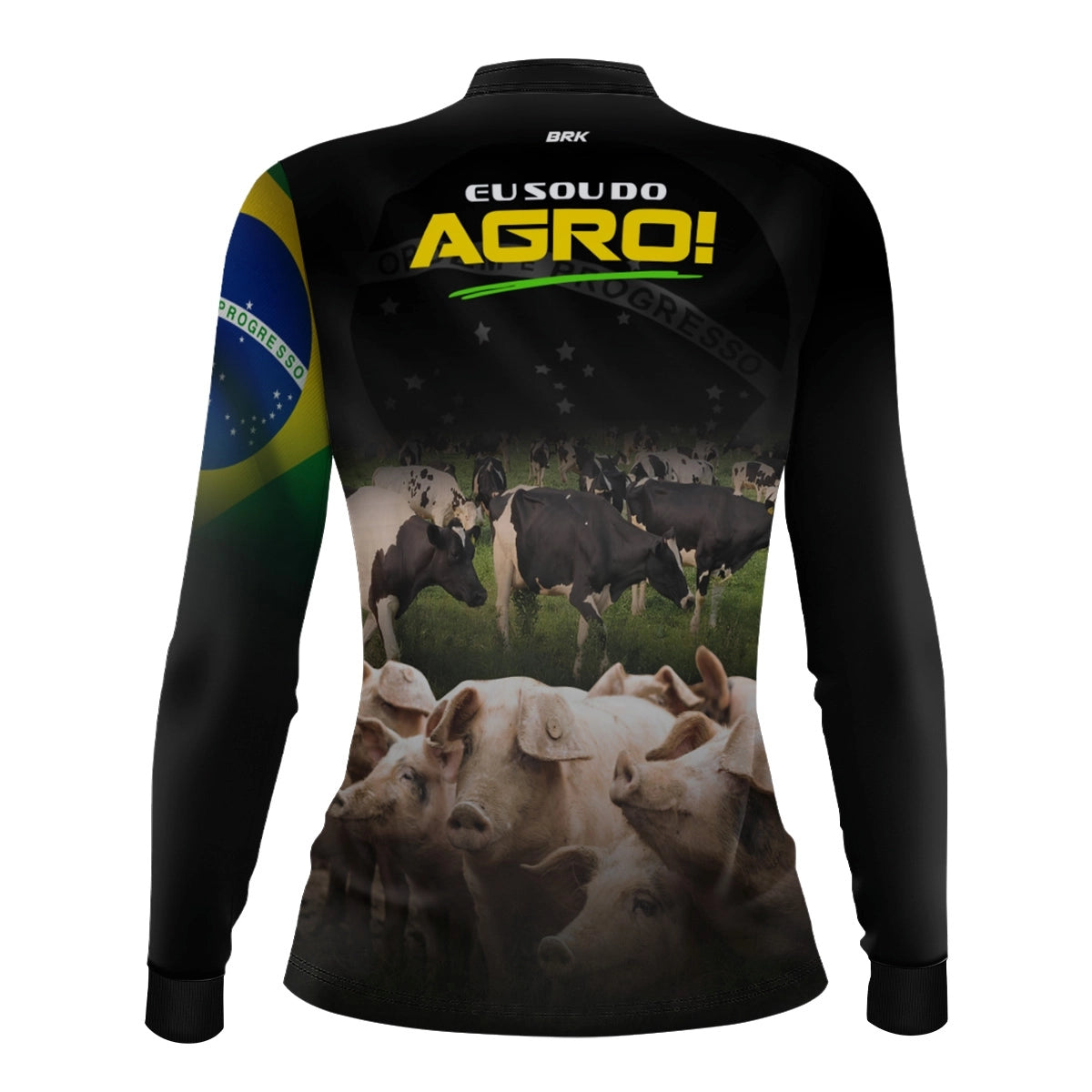 Camisa UV50 Agro Feminina Brk Eu Sou do Agro Vacas e Porcos