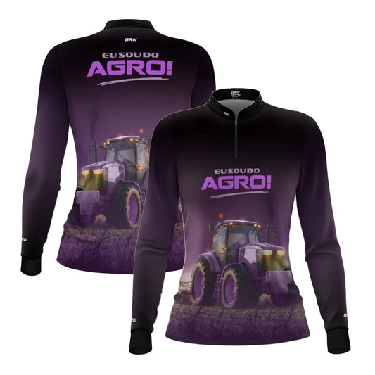 Camisa UV50 Agro Feminina Brk Roxo Trator