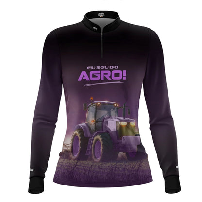 Camisa UV50 Agro Feminina Brk Roxo Trator