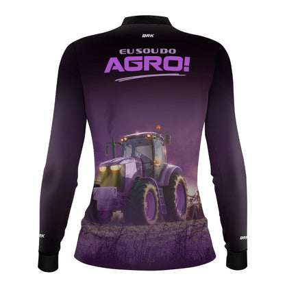 Camisa UV50 Agro Feminina Brk Roxo Trator
