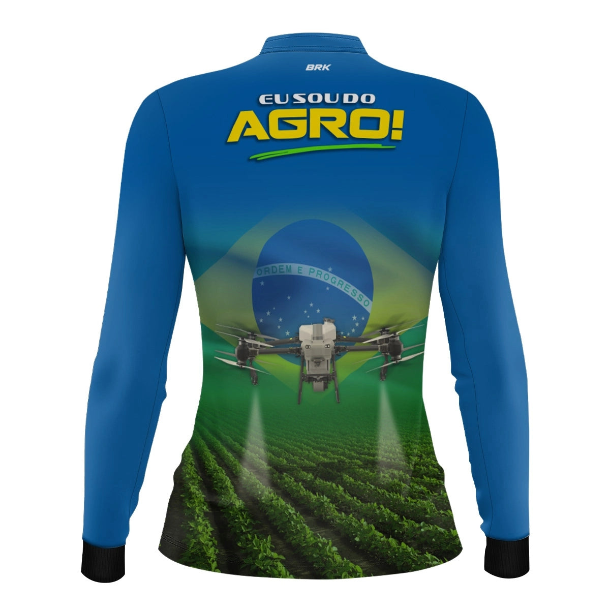 Camisa UV50 Agro Feminina Brk Eu Sou do Agro Azul Drone