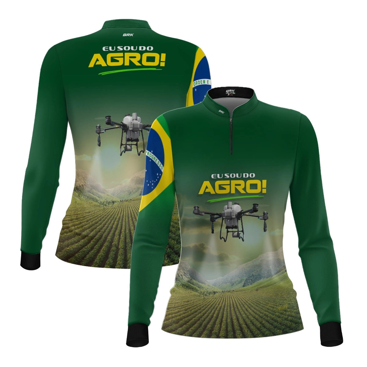Camisa UV50 Agro Feminina Brk Eu Sou do Agro Verde Drone - Brk Agro