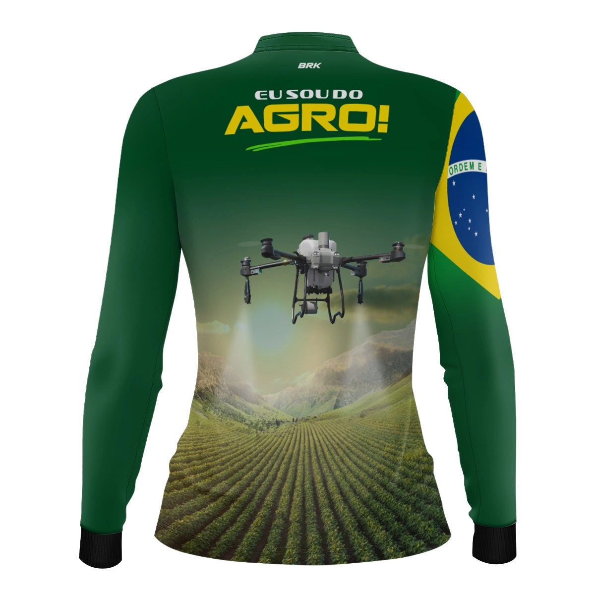 Camisa UV50 Agro Feminina Brk Eu Sou do Agro Verde Drone