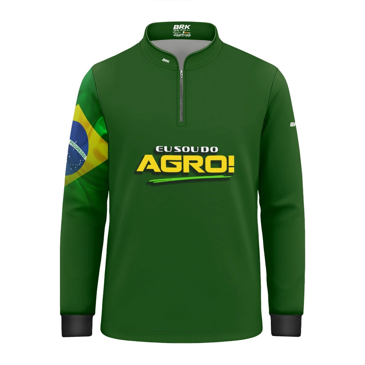 Camisa UV50 Agro Infantil Brk Eu Sou do Agro Verde Básica Bandeira do Brasil - Brk Agro