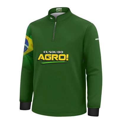 Camisa UV50 Agro Infantil Brk Eu Sou do Agro Verde Básica Bandeira do Brasil