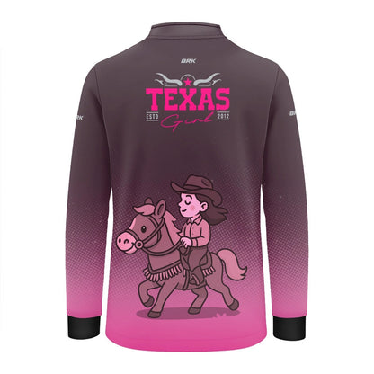 Camisa UV50 Agro Infantil Brk Texas Girl Rosa - Brk Agro