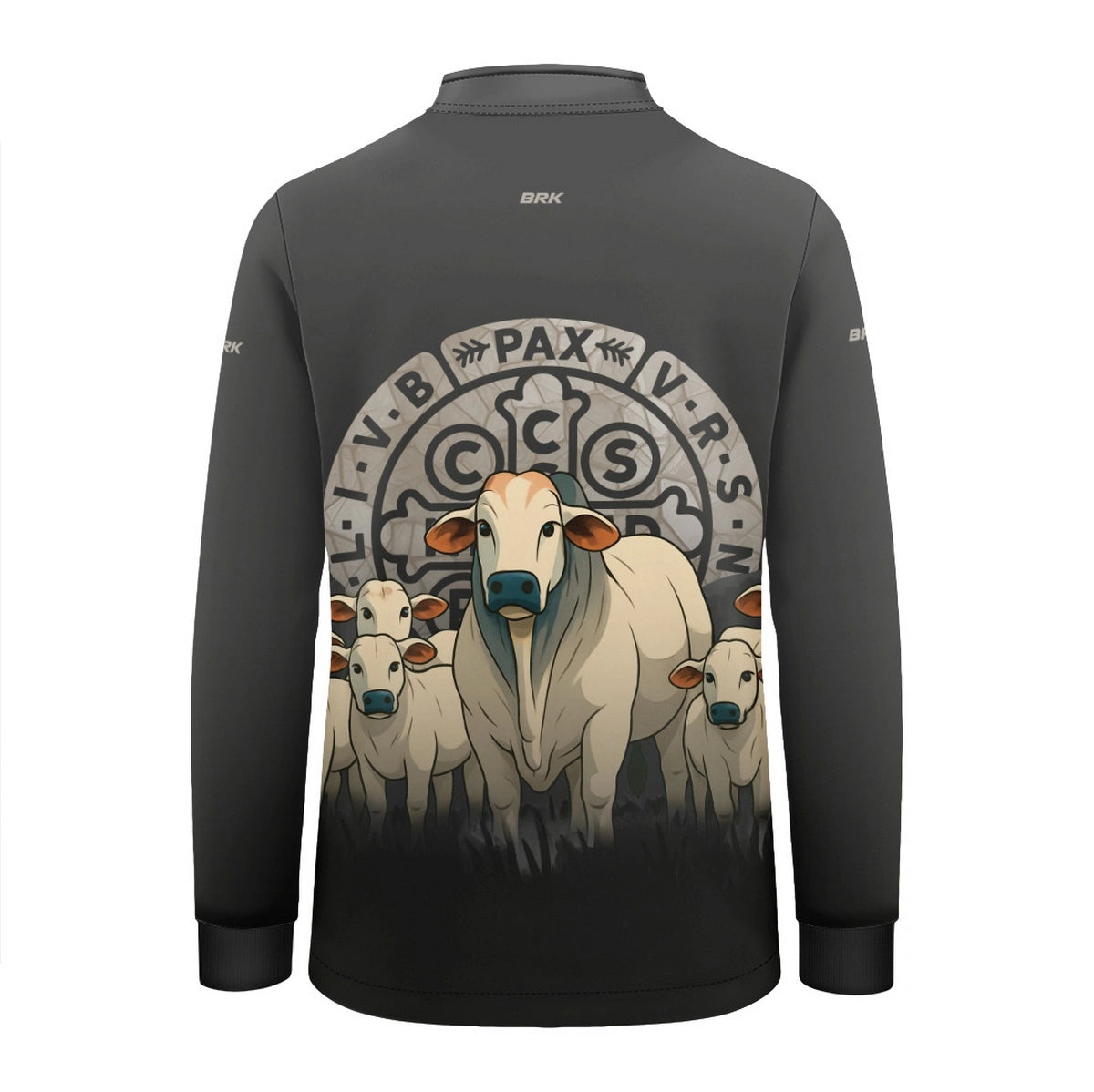 Camisa UV50 Agro Infantil Brk Medalha Sao Bento Cinza e Vaquinhas - Brk Agro