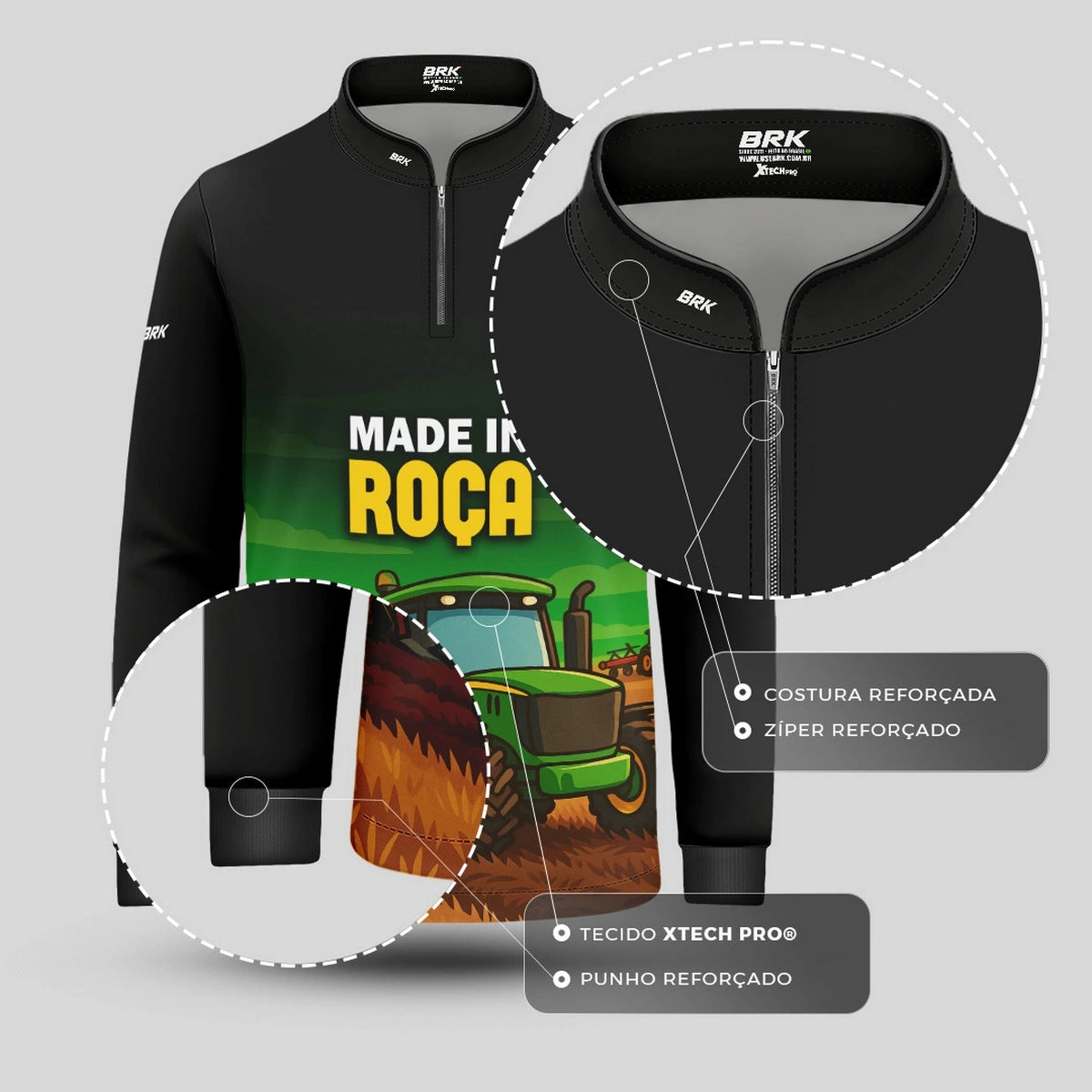 Camisa UV50 Agro Infantil Brk Made in Roça Trator - Brk Agro