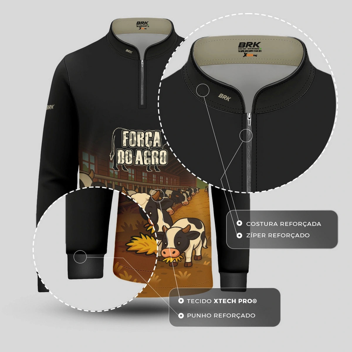 Camisa UV50 Agro Infantil Brk A Força do Agro Vaquinha - Brk Agro