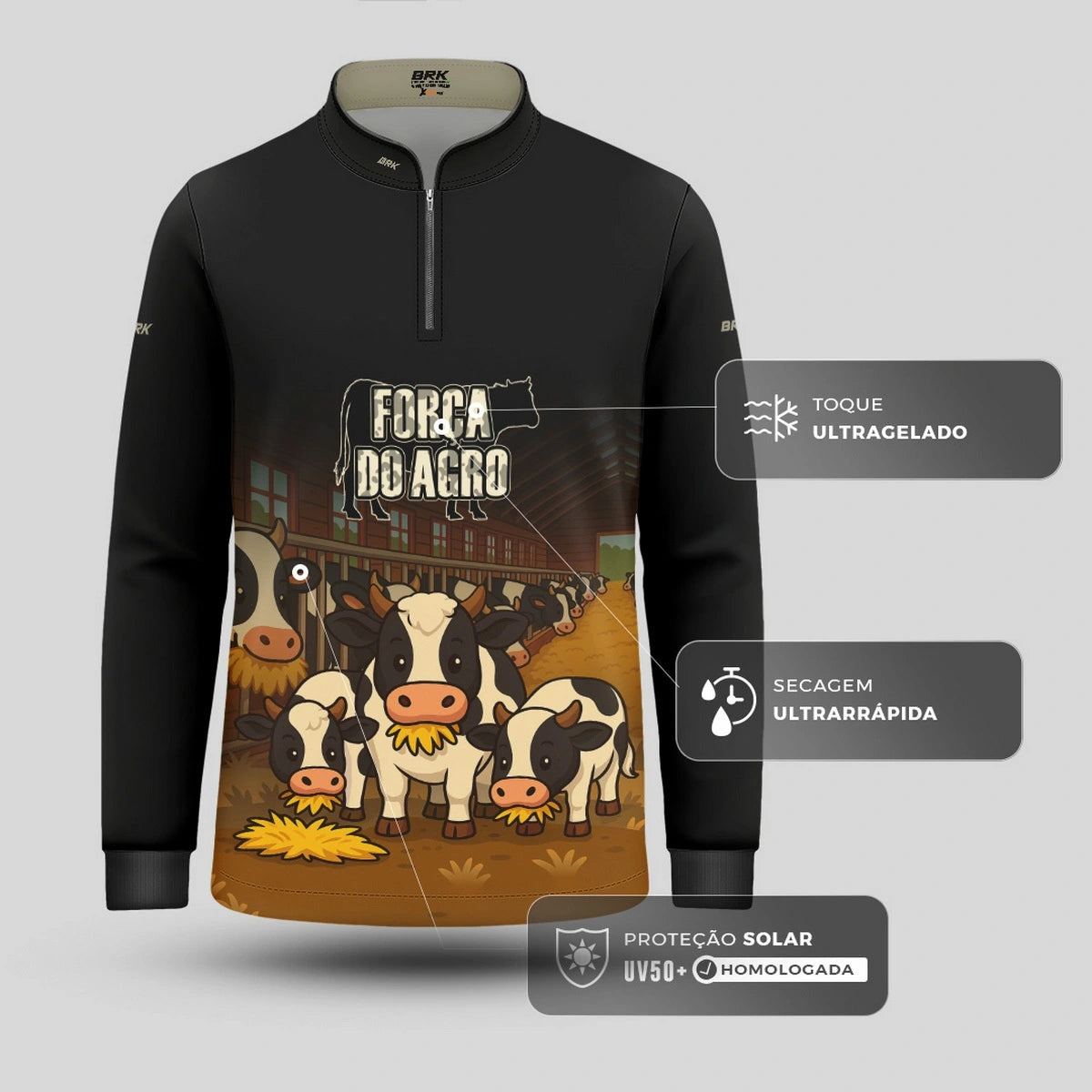 Camisa UV50 Agro Infantil Brk A Força do Agro Vaquinha - Brk Agro