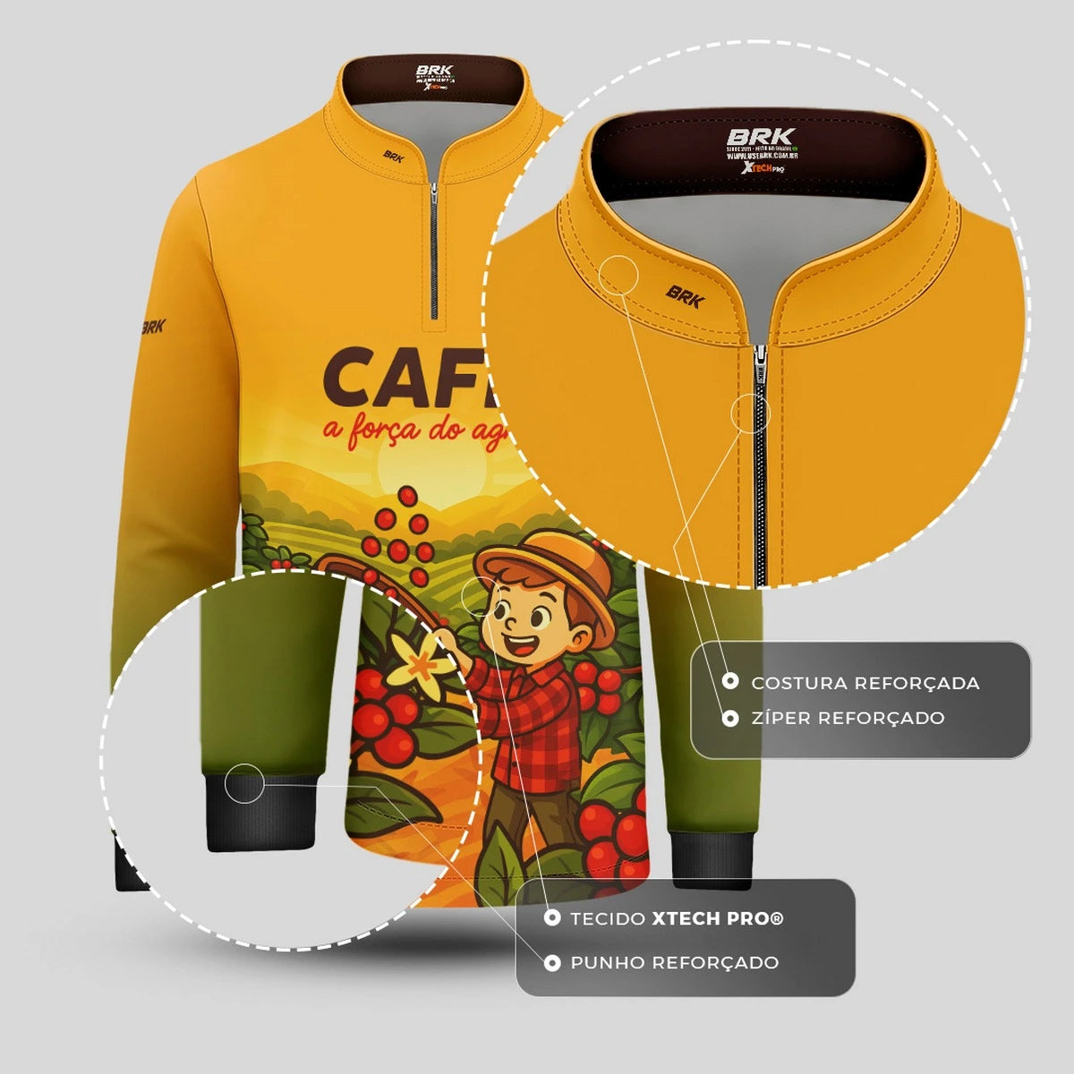 Camisa UV50 Agro Infantil Brk A Força do Agro Café - Brk Agro