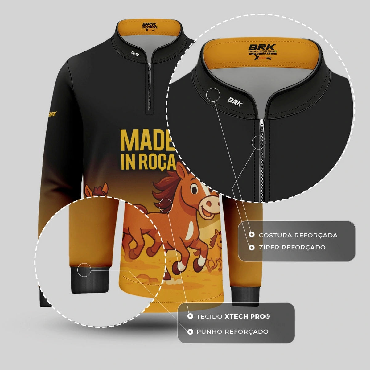 Camisa UV50 Agro Infantil Brk Made in Roça Cavalos - Brk Agro