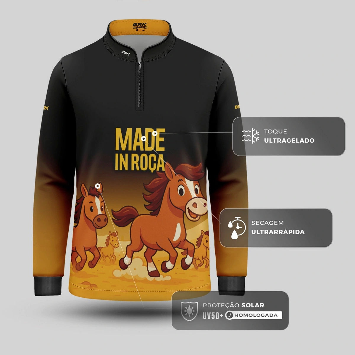 Camisa UV50 Agro Infantil Brk Made in Roça Cavalos - Brk Agro