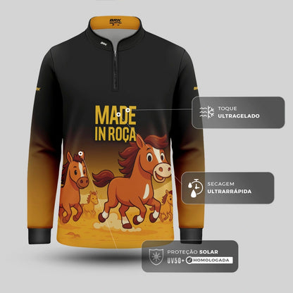 Camisa UV50 Agro Infantil Brk Made in Roça Cavalos - Brk Agro