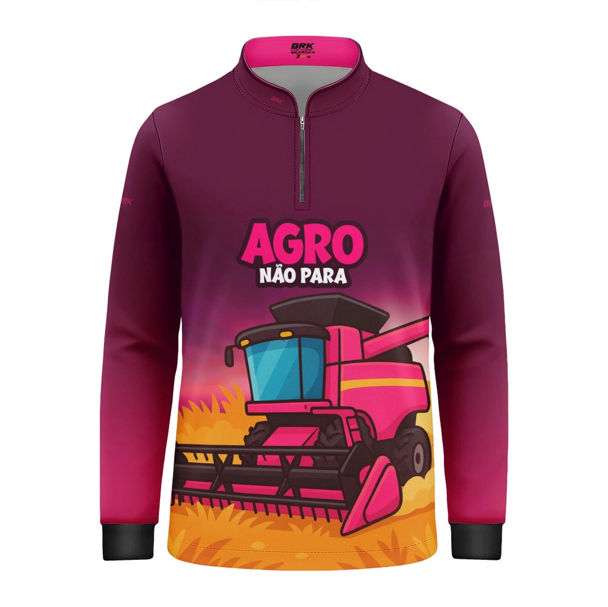 Camisa UV50 Agro Infantil Brk Colheitadeira Rosa Agro Não Para - Brk Agro