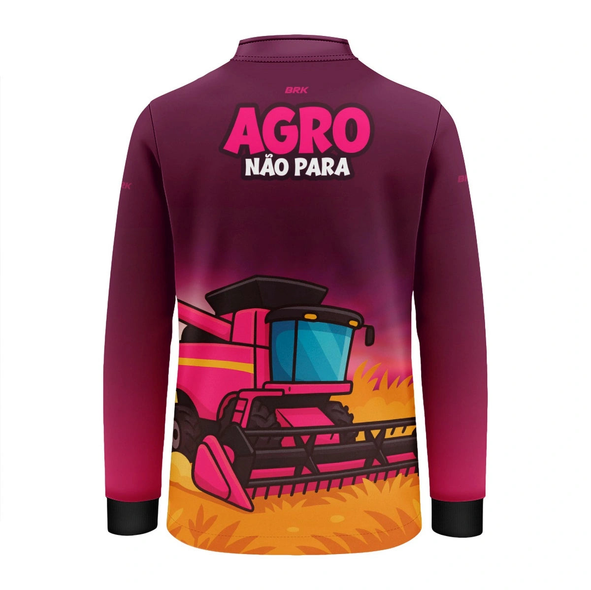Camisa UV50 Agro Infantil Brk Colheitadeira Rosa Agro Não Para - Brk Agro