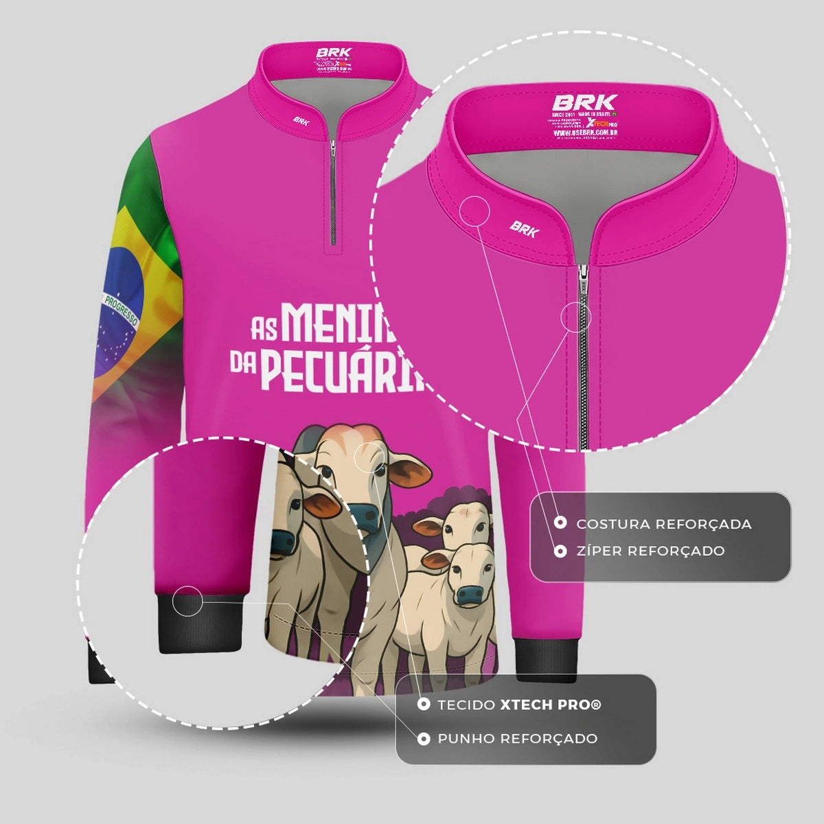 Camisa UV50 Agro Infantil Brk As Menina Da Pecuaria Nelore - Brk Agro
