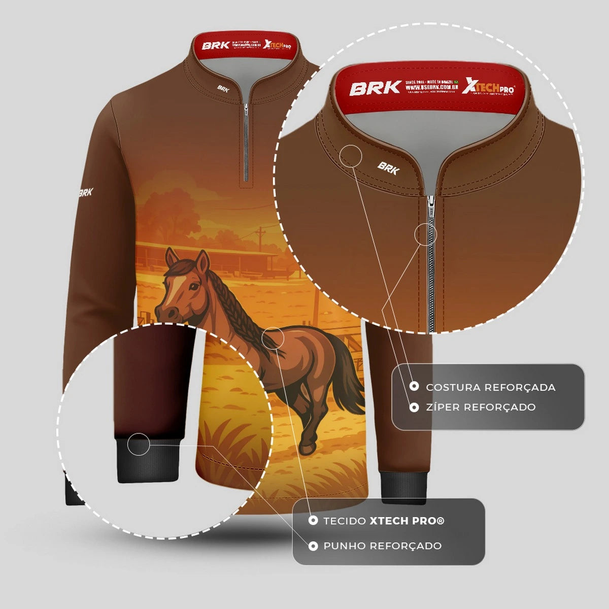 Camisa UV50 Agro Infantil Brk Mangalarga Marchador - Brk Agro