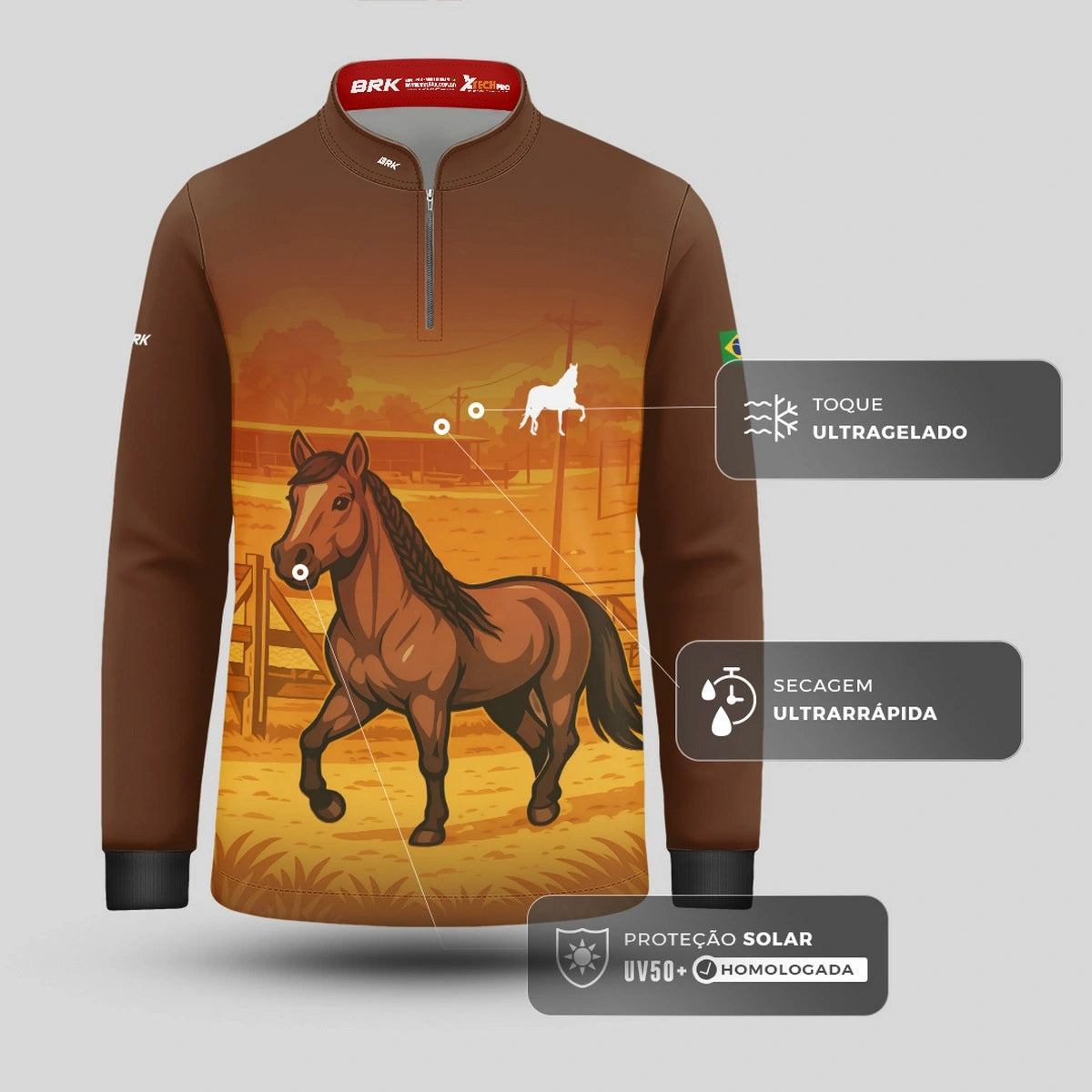 Camisa UV50 Agro Infantil Brk Mangalarga Marchador - Brk Agro