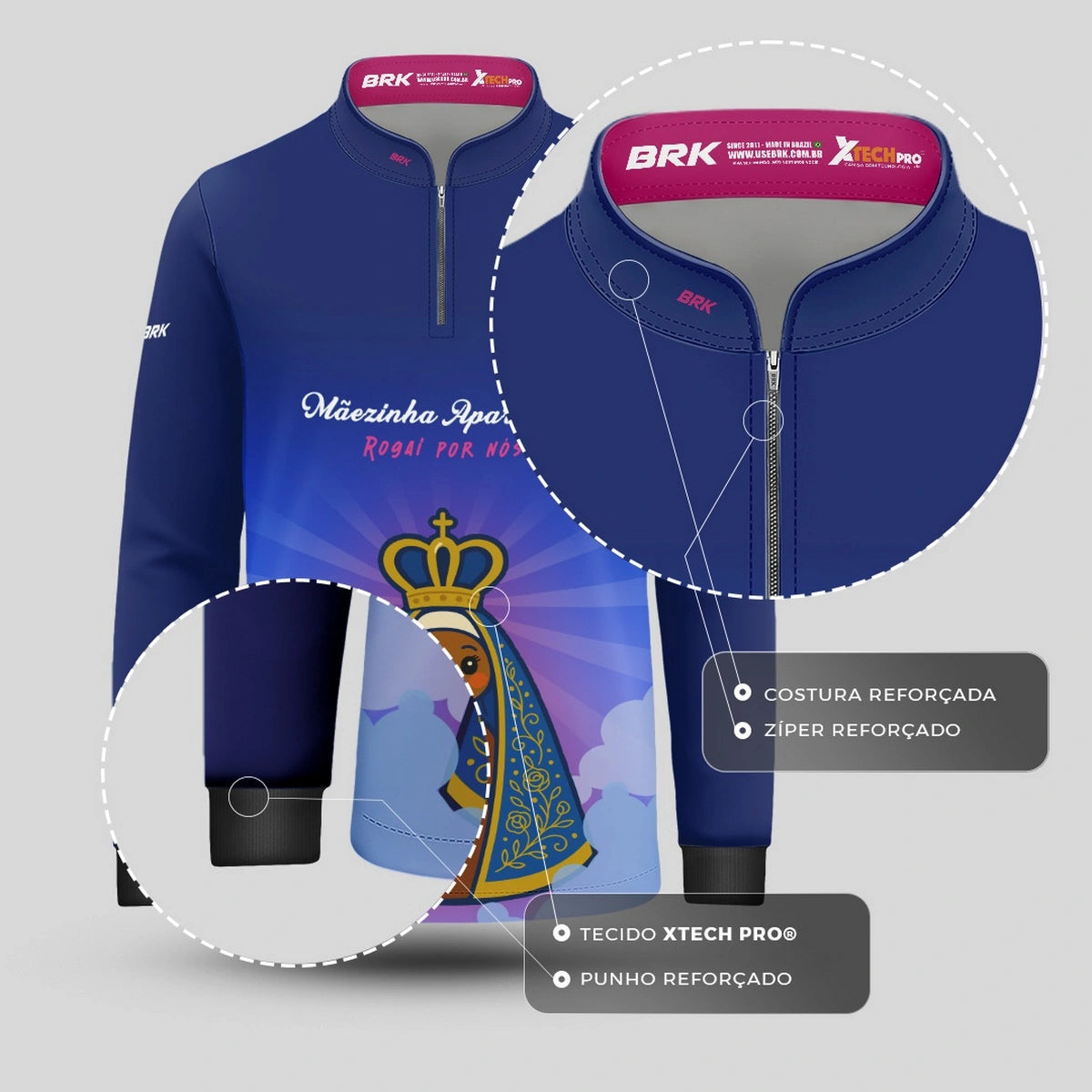 Camisa UV50 Agro Infantil Brk Mãezinha Aparecida Rogai Por Nós - Brk Agro