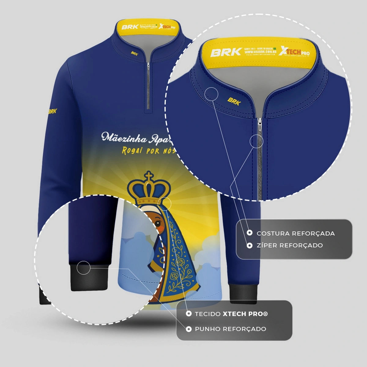 Camisa UV50 Agro Infantil Brk Mãezinha Aparecida Rogai Por Nós - Brk Agro