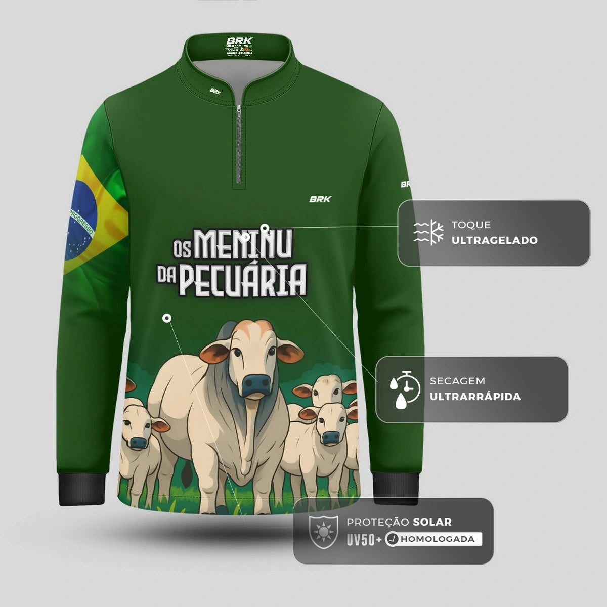 Camisa UV50 Agro Infantil Brk Os Meninu da Pecuária - Brk Agro