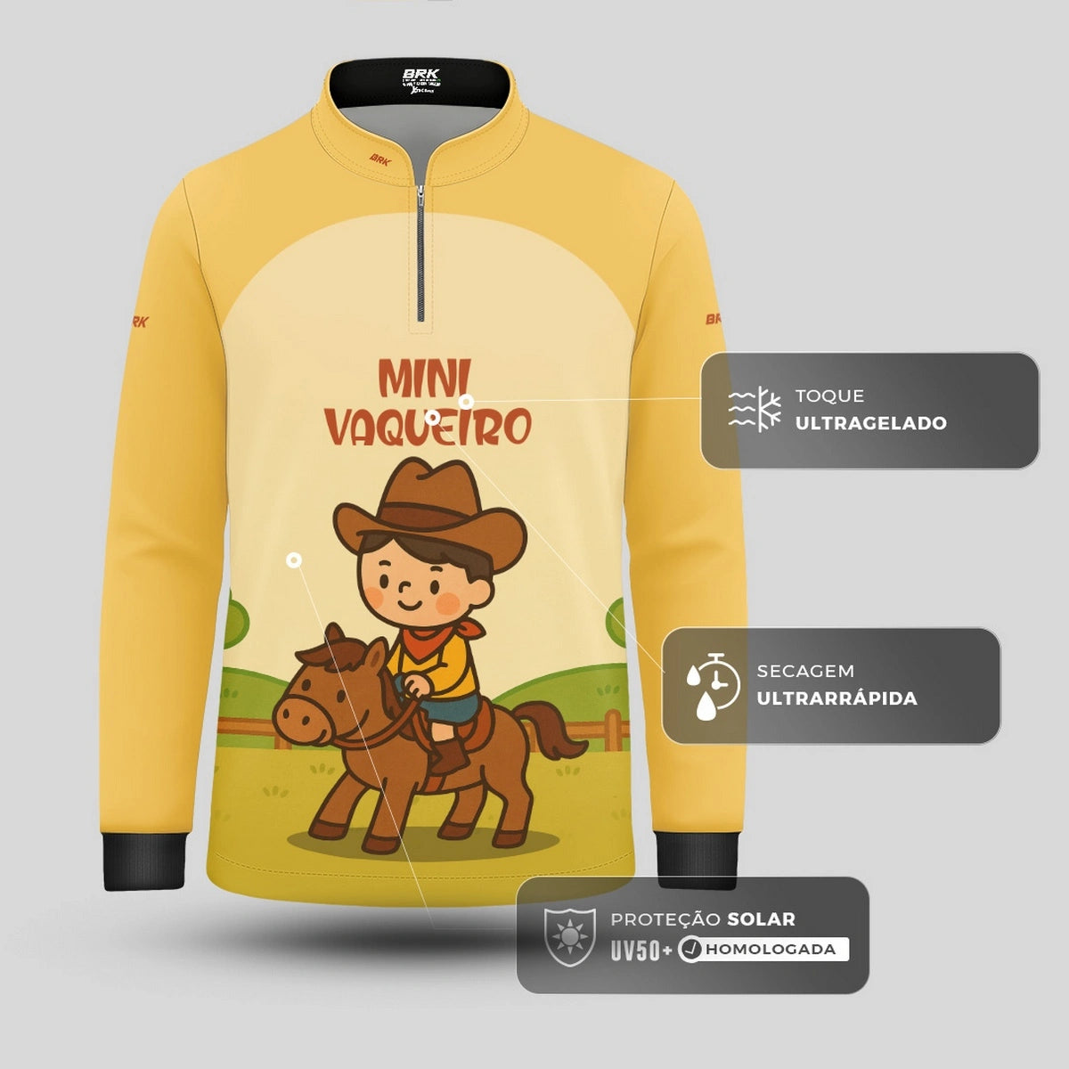 Camisa UV50 Agro Infantil Brk Mini Vaqueiro - Brk Agro