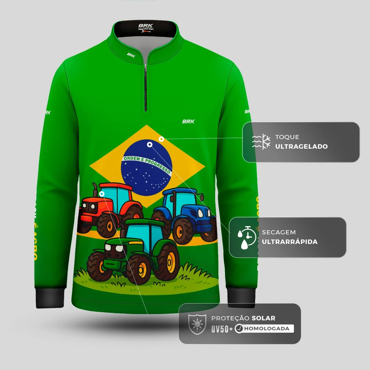Camisa UV50 Agro Infantil Brk Tratores Brasil - Brk Agro