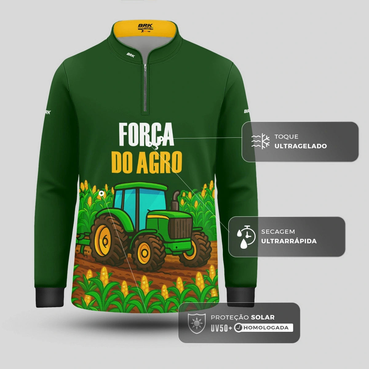 Camisa UV50 Agro Infantil Brk Força do Agro Milho - Brk Agro