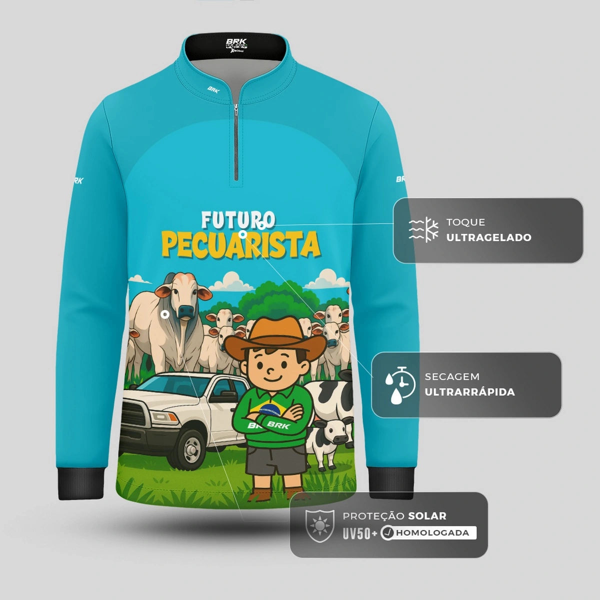 Camisa UV50 Agro Infantil Brk Futuro Pecuarista - Brk Agro