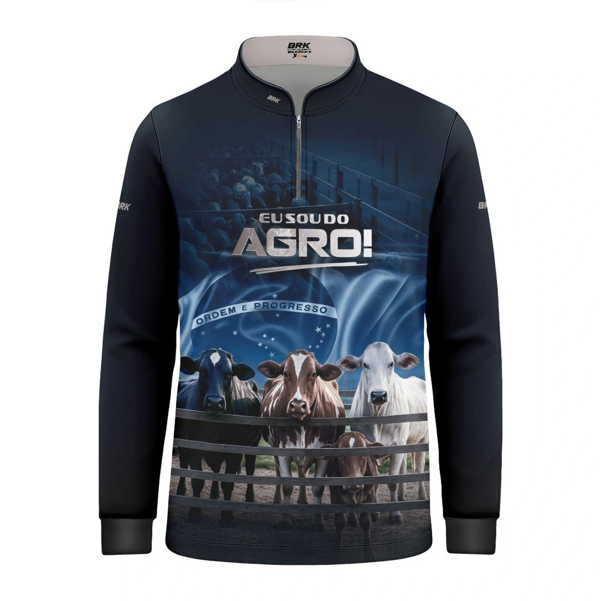 Camisa UV50 Agro Infantil Brk Eu Sou do Agro Azul Pecuária Brasil - Brk Agro