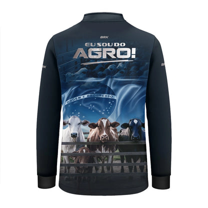 Camisa UV50 Agro Infantil Brk Eu Sou do Agro Azul Pecuária Brasil - Brk Agro