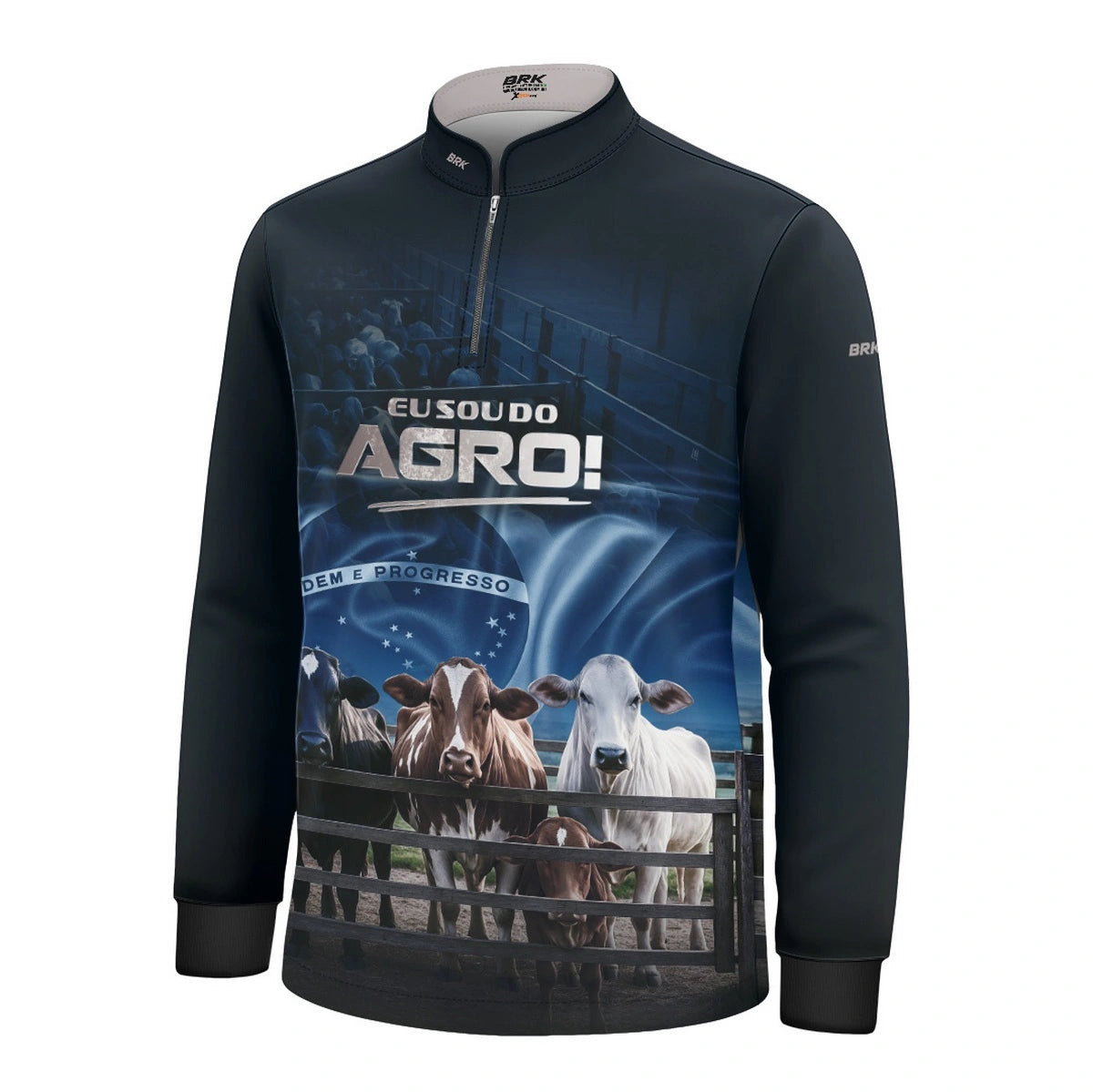 Camisa UV50 Agro Infantil Brk Eu Sou do Agro Azul Pecuária Brasil - Brk Agro