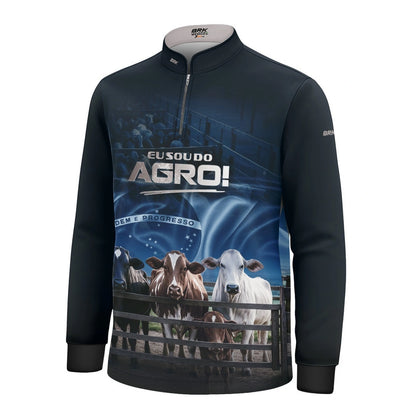 Camisa UV50 Agro Infantil Brk Eu Sou do Agro Azul Pecuária Brasil - Brk Agro