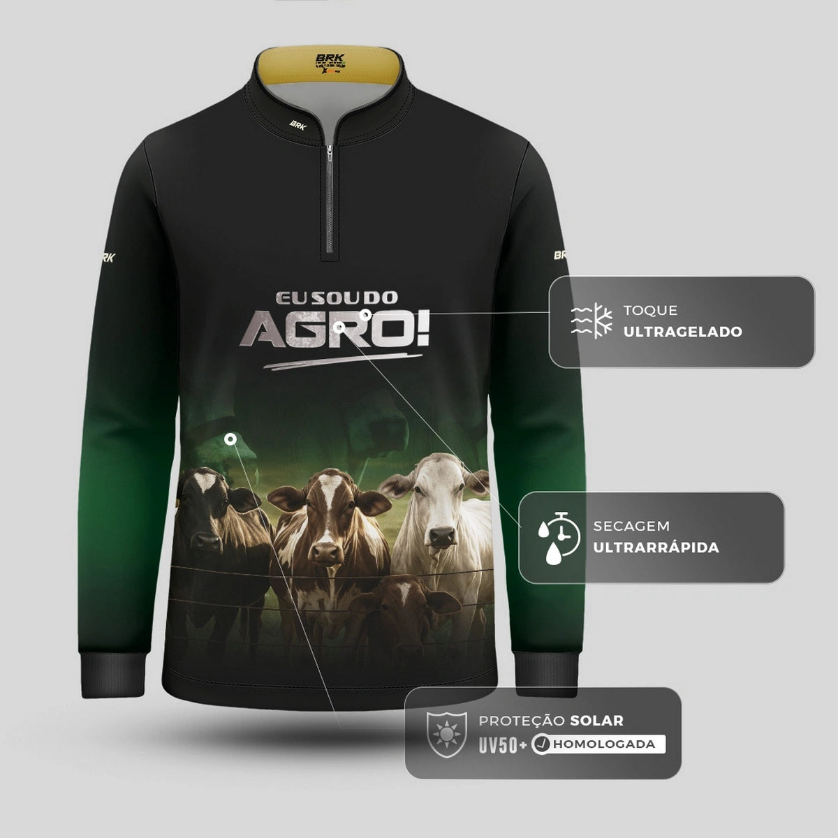 Camisa UV50 Agro Infantil Brk Eu Sou do Agro Gado Cruzado - Brk Agro