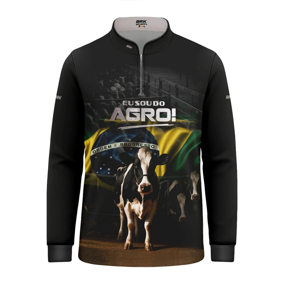Camisa UV50 Agro Infantil Brk Eu Sou do Agro Preta Vaca Holandesa - Brk Agro