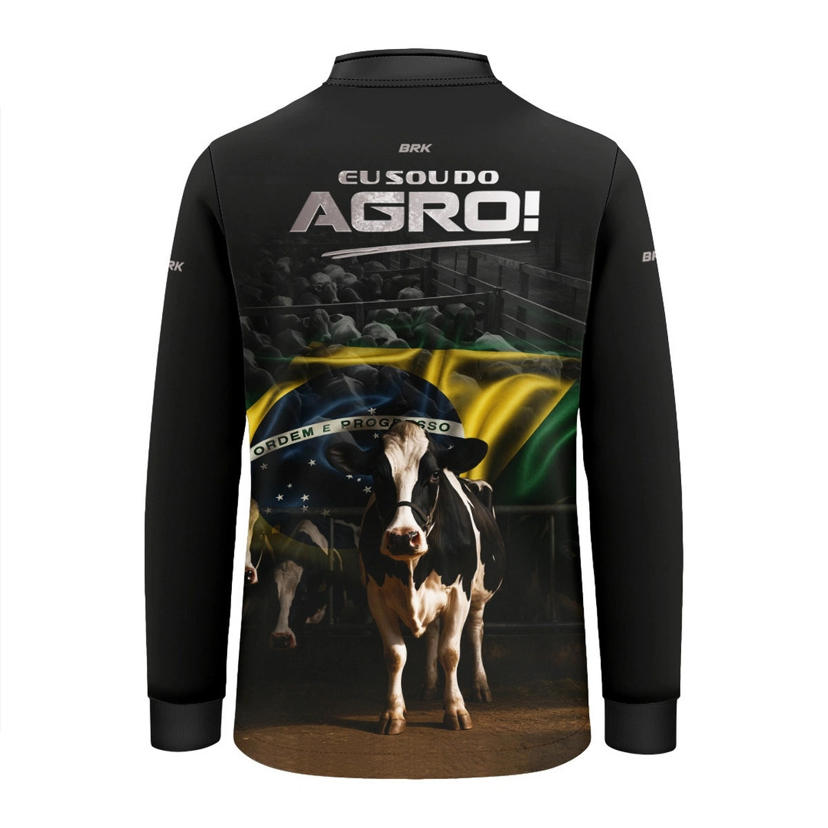 Camisa UV50 Agro Infantil Brk Eu Sou do Agro Preta Vaca Holandesa - Brk Agro