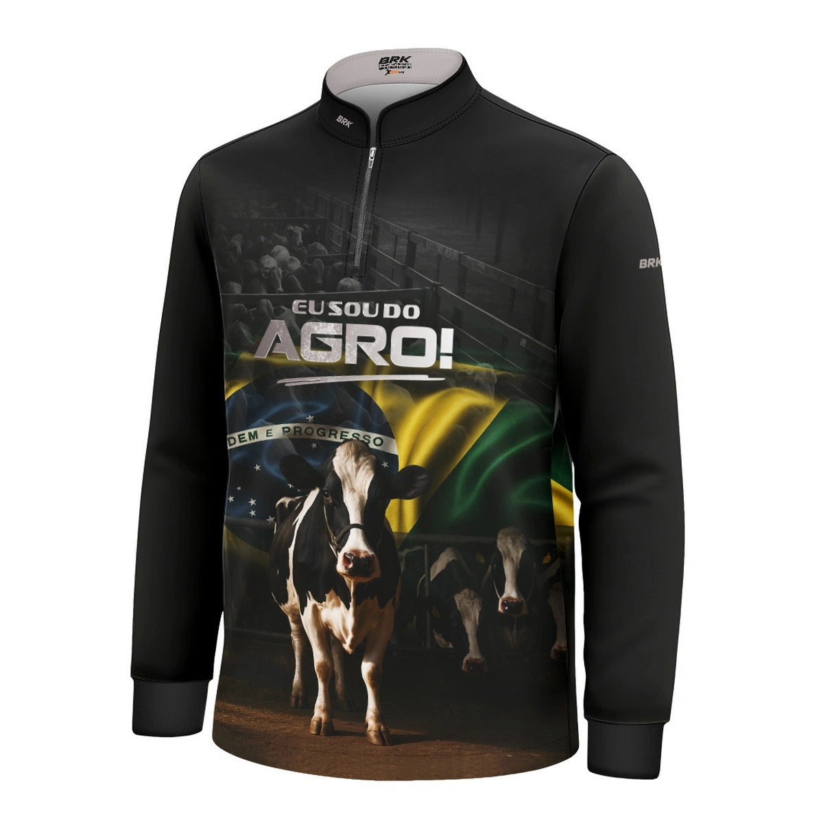 Camisa UV50 Agro Infantil Brk Eu Sou do Agro Preta Vaca Holandesa - Brk Agro
