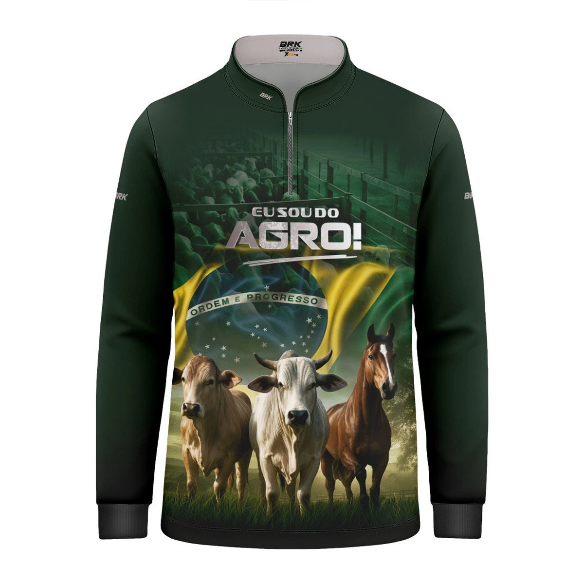 Camisa UV50 Agro Infantil Brk Eu Sou do Agro Verde Pecuária Brasil - Brk Agro