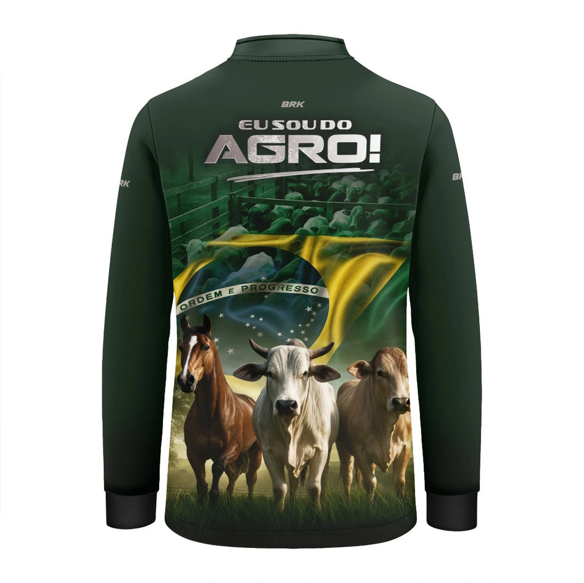 Camisa UV50 Agro Infantil Brk Eu Sou do Agro Verde Pecuária Brasil - Brk Agro
