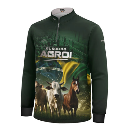 Camisa UV50 Agro Infantil Brk Eu Sou do Agro Verde Pecuária Brasil - Brk Agro
