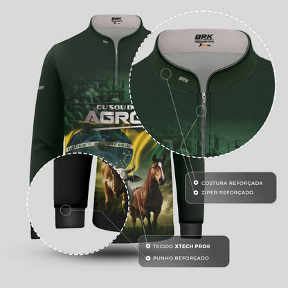 Camisa UV50 Agro Infantil Brk Eu Sou do Agro Verde Pecuária Brasil - Brk Agro
