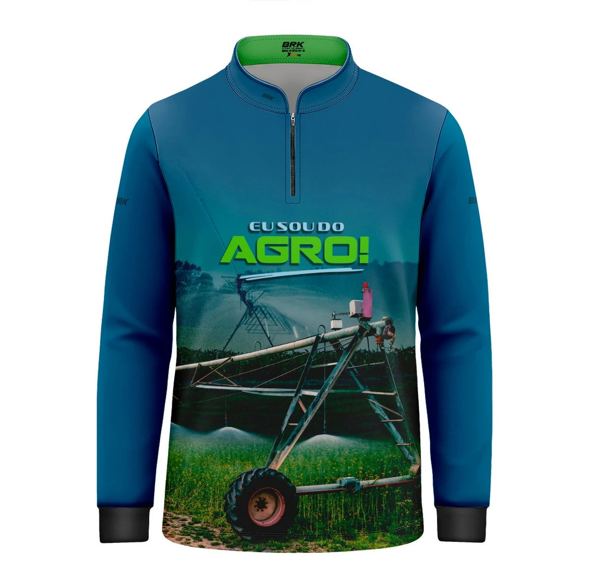 Camisa UV50 Agro Infantil Brk Eu Sou do Agro Irrigação no Campo Pivô Azul - Brk Agro