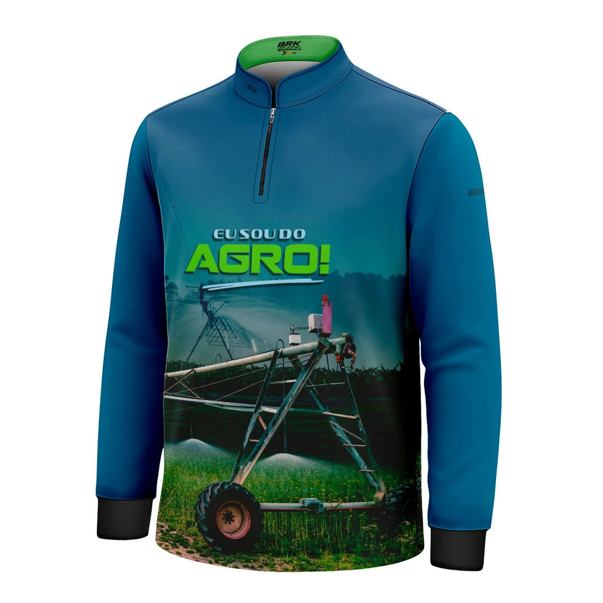 Camisa UV50 Agro Infantil Brk Eu Sou do Agro Irrigação no Campo Pivô Azul - Brk Agro