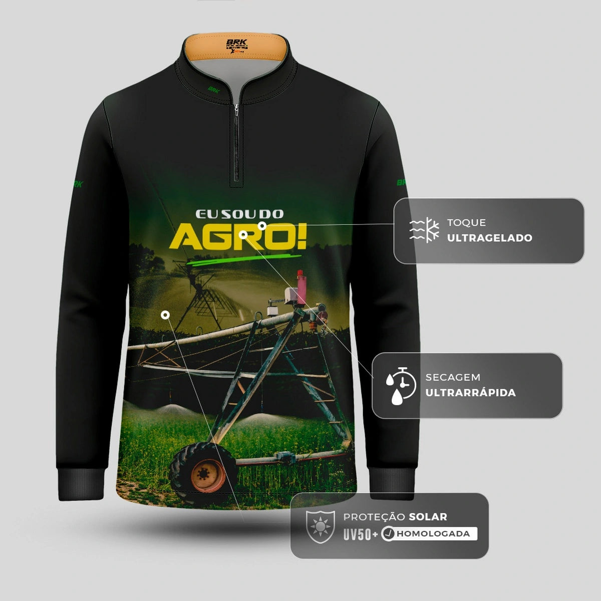 Camisa UV50 Agro Infantil Brk Eu Sou do Agro Irrigação no Campo - Brk Agro