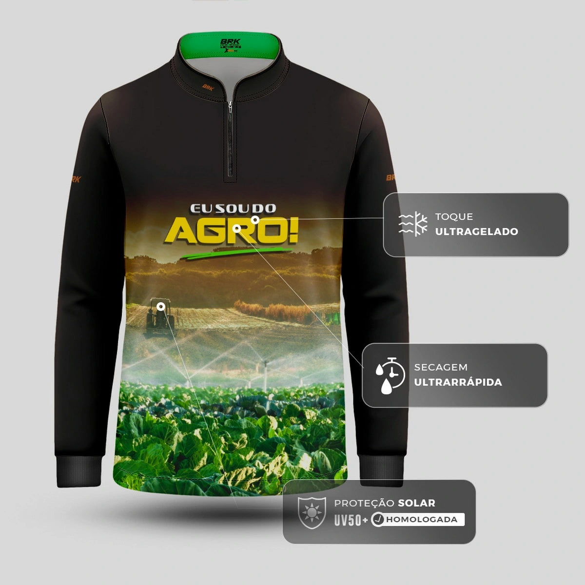 Camisa UV50 Agro Infantil Brk Eu Sou do Agro Irrigação e Aspersão - Brk Agro