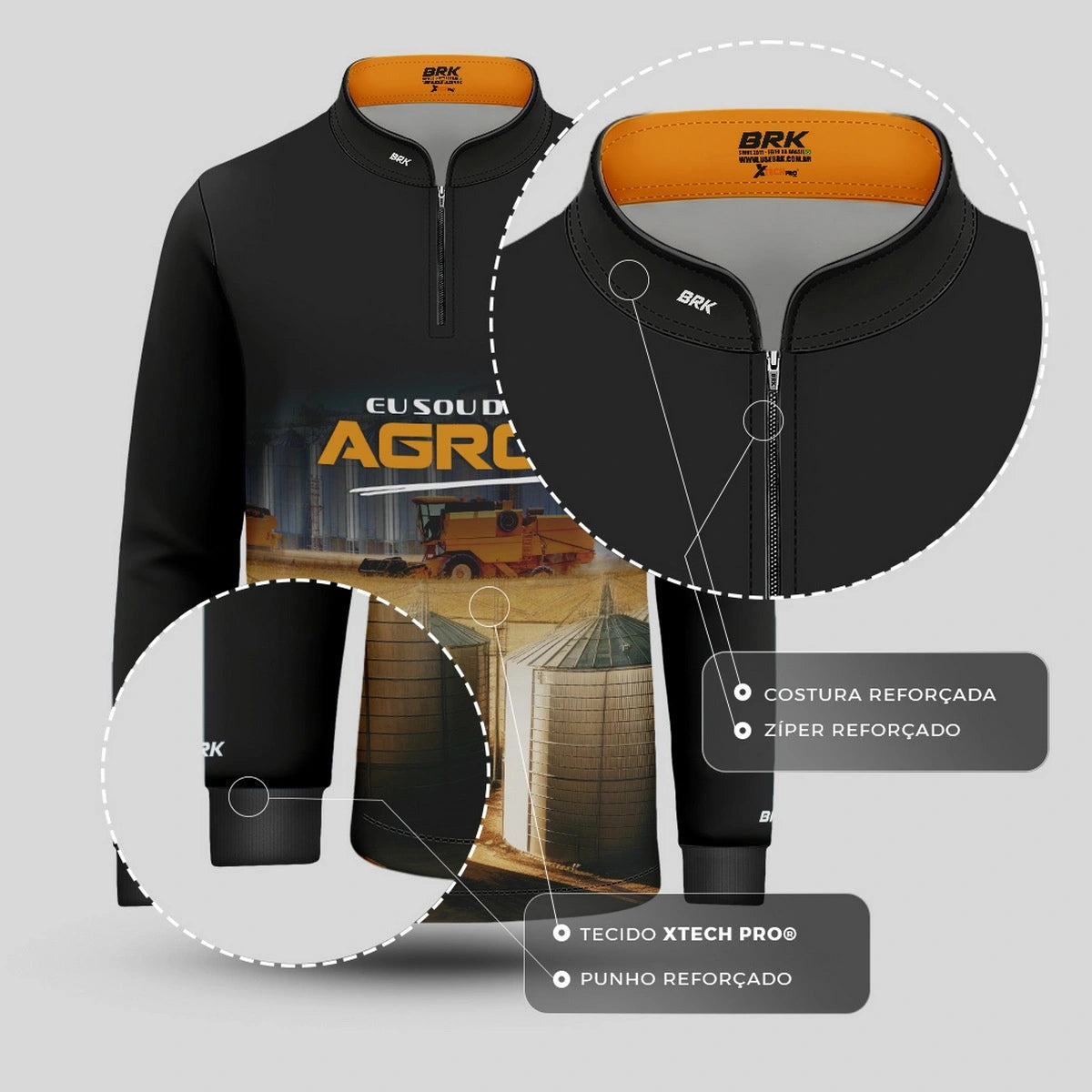 Camisa UV50 Agro Infantil Brk Eu Sou do Agro Silo de Grão - Brk Agro