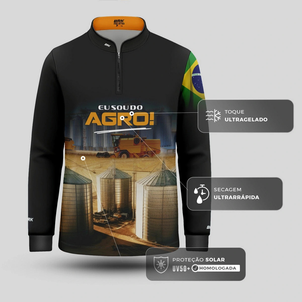 Camisa UV50 Agro Infantil Brk Eu Sou do Agro Silo de Grão - Brk Agro