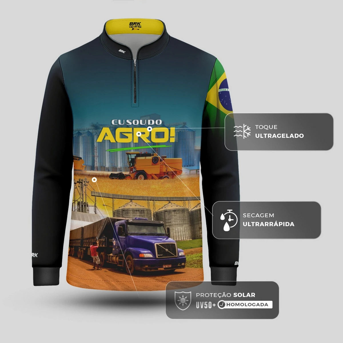 Camisa UV50 Agro Infantil Brk Eu Sou do Agro Silo de Grão 2 - Brk Agro